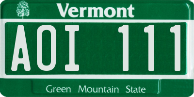 VT license plate AOI111