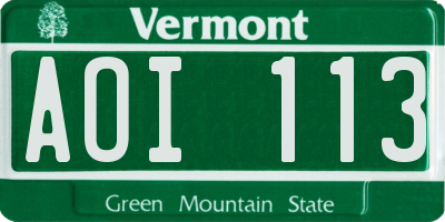 VT license plate AOI113