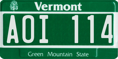 VT license plate AOI114