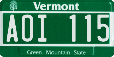 VT license plate AOI115