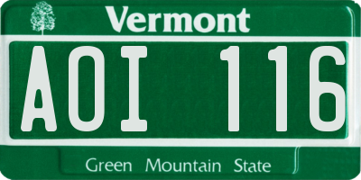VT license plate AOI116