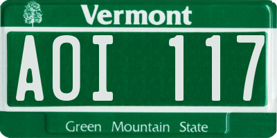 VT license plate AOI117