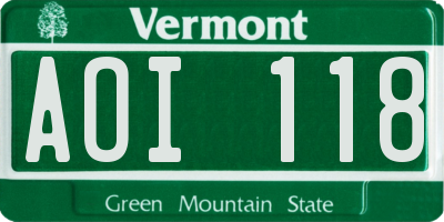 VT license plate AOI118