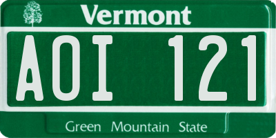 VT license plate AOI121