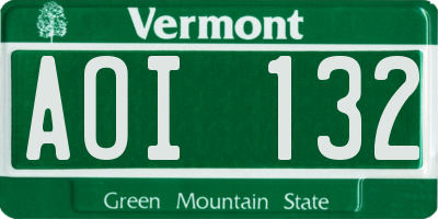 VT license plate AOI132