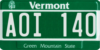 VT license plate AOI140