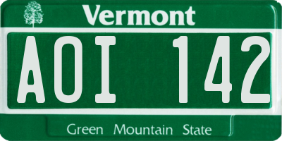 VT license plate AOI142
