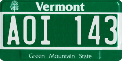 VT license plate AOI143