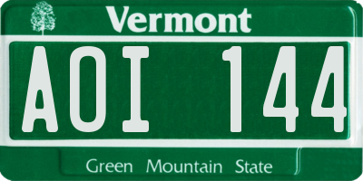 VT license plate AOI144