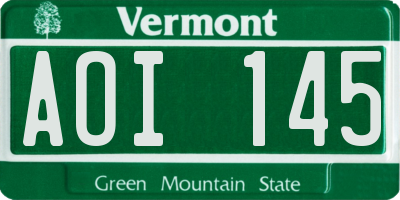 VT license plate AOI145