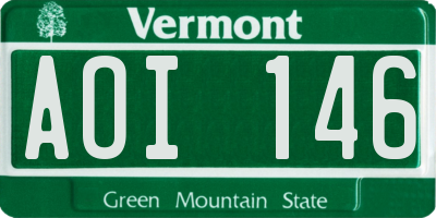 VT license plate AOI146