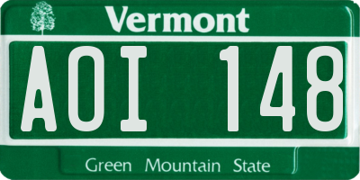 VT license plate AOI148