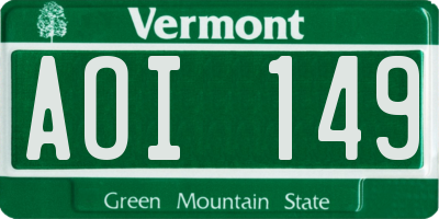 VT license plate AOI149