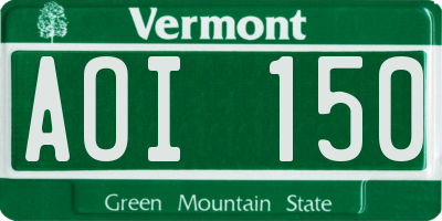 VT license plate AOI150