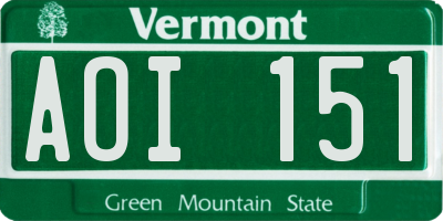 VT license plate AOI151