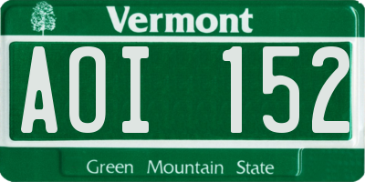 VT license plate AOI152
