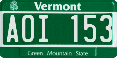 VT license plate AOI153