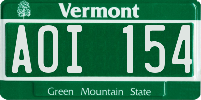 VT license plate AOI154