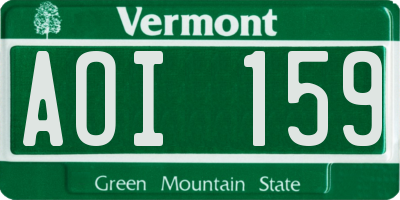 VT license plate AOI159