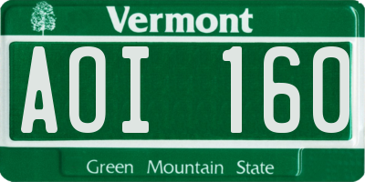 VT license plate AOI160