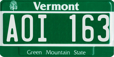 VT license plate AOI163