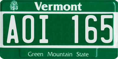 VT license plate AOI165