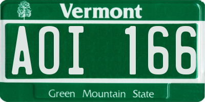 VT license plate AOI166