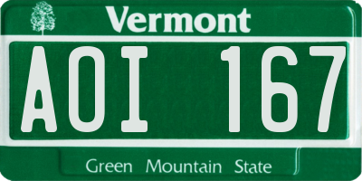 VT license plate AOI167