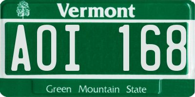 VT license plate AOI168