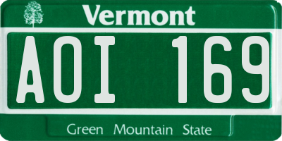VT license plate AOI169