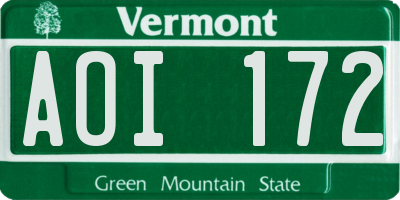 VT license plate AOI172