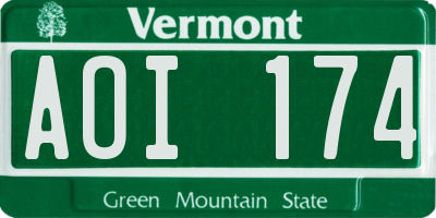 VT license plate AOI174
