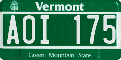 VT license plate AOI175