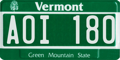 VT license plate AOI180
