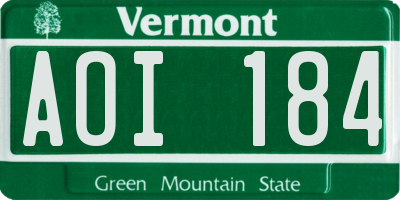 VT license plate AOI184
