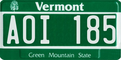 VT license plate AOI185