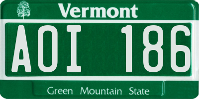 VT license plate AOI186
