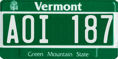 VT license plate AOI187