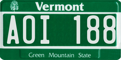 VT license plate AOI188