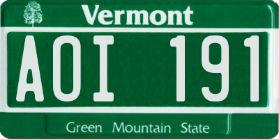 VT license plate AOI191