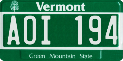 VT license plate AOI194