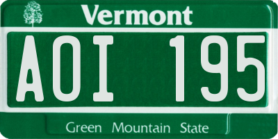 VT license plate AOI195