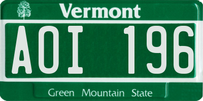 VT license plate AOI196