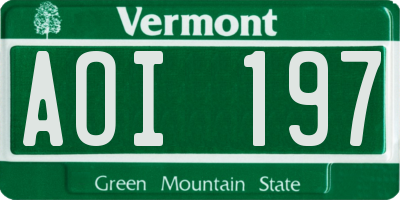 VT license plate AOI197