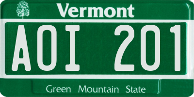 VT license plate AOI201