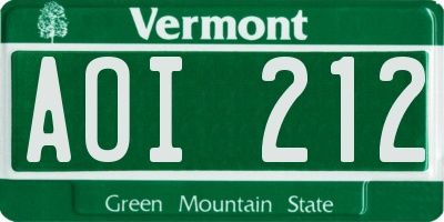 VT license plate AOI212