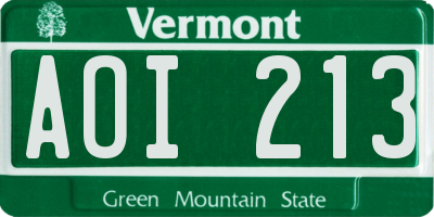 VT license plate AOI213