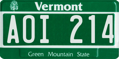 VT license plate AOI214
