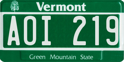 VT license plate AOI219