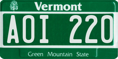 VT license plate AOI220